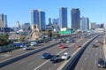 M1 freeway trafic Melbourne downtown.