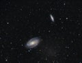 M81 and M82 galaxy in the dark night sky