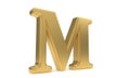 M gold romantic alphabet, 3d rendering