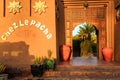 M'hamid, Morocco - February 22, 2016: Chez le Pacha hotel front door outside view
