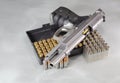 Beretta 92FS or M9 hand gun open slide and pack of bullets 9mm parabellum