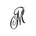P M handwriting tattoo letter design vector Royalty Free Stock Photo