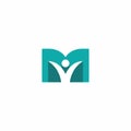 M Health People Logo Design. Letter M Human Logo