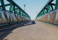 200m Heavy-duty steel foot bridge near Sheffield, England - stock photo