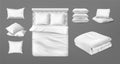 2110.m01.i020.n003.S.c20.754567687 Realistic bedding set. White blank mockup of square and rectangular bed cushion Royalty Free Stock Photo