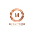 M Initial Letter circle wood logo template vector