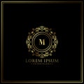 M Initial Letter Luxury Logo template in vector art for Restaurant, Royalty, Boutique, Cafe, Hotel, Heraldic, Jewelry, Fashion and Royalty Free Stock Photo