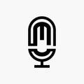 M initial podcast logo monogram with microphone shape