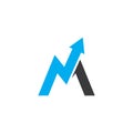 M Letter arrow  Logo Template Vector Royalty Free Stock Photo