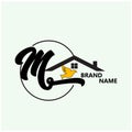M Letter bird Logo Design Icon.