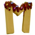 M letter. Cake Font. Cake Font.. Handmade with plasticine.