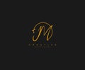 M letter calligraphic monogram emblem style logo