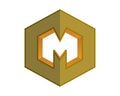 M letter cube hexagon logo