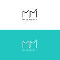 M letter financial chart logo. Grow up vector sign