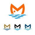 M Letter Fish Logo Template Illustration Design. Vector EPS 10