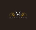 M Letter Floral Elegant Graceful Ornament Logo