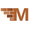 M letter Logo, brick wall logo design with place for your data.