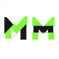 AM A M Letter Logo with Colorblock Design and Creative Cut.