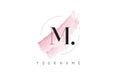 M Letter Logo with Pastel Watercolor Aquarella Brush. Royalty Free Stock Photo