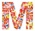 M Letter made of giftboxes Royalty Free Stock Photo