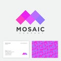 M letter. Mosaic company logo. M monogram and letters. Business card.