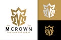 M Letter Shield Crown Logo Design, brand identity logos vector, modern logo, Logo Designs Vector Illustration Template Royalty Free Stock Photo