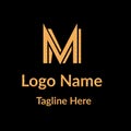 M Letter Shiny Golden Logo.