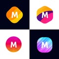 M letter vector company icon signs flat symbols logo set Royalty Free Stock Photo