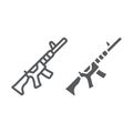 M4A1 line and glyph icon, rifle and military, automatic machine sign, vector graphics, a linear pattern on a white