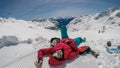 Moelltaler Gletscher - A girl lying on the snow