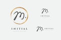 M Logo. Initials Letter K In Gold Circle. Initial Signature. Design Fashion Handwriting Monogram. Handwritten Identity Name. Abstr