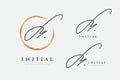 M logo. Initials letter m in gold circle. Initial signature. Design fashion handwriting monogram. Handwritten identity name. Abstr Royalty Free Stock Photo