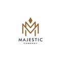 M logotype icon MM logo with crown element symbol in trendy minimal elegant and luxury style