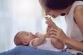 M-a-m-a...Can you say mama. a young woman bonding with her baby boy at home. Royalty Free Stock Photo