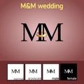 M and M Letter With Wedding Ring Logo. - Vector Royalty Free Stock Photo