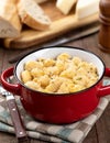 Macaroni and cheese in a red bowl Royalty Free Stock Photo