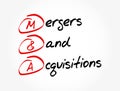 M and A - Mergers and Acquisitions acronym, business concept background