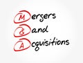 M and A - Mergers and Acquisitions acronym, business concept background