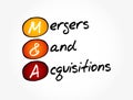 M and A - Mergers and Acquisitions acronym, business concept background