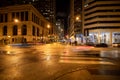 N Michigan Ave at night. Downtown Chicago. Royalty Free Stock Photo