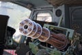 M134 Minigun inside Huey helicopter at War Remnants Museum in H Royalty Free Stock Photo