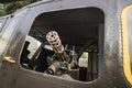 The M134 Minigun mounted inside a Huey helicopter at the War Remnants Museum in Ho Chi Minh City Vietnam Asia Royalty Free Stock Photo