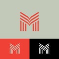 M monogram. M letter consist of some linear elements.