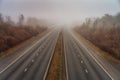 The M4 motorway in the fog