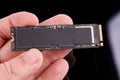 M.2 NAND SSD solid state drive technology. engineer person hold hardware device to upgrade desktop or laptop Royalty Free Stock Photo