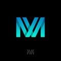 M origami letter. M gradient ribbons monogram. M logo, isolated on a dark background.