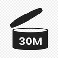 30m period after open pao icon sign flat style design vector illustration isolated on transparent background.