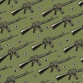 M16 rifle colorful seamless pattern