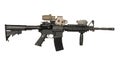 m4 rifle with optical sight and laser device