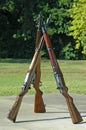 M1 Rifles Standing in Pyramid
